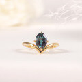 wholesale S925 Silver V-Crown Ring with Lab-Alexandrite and Stackable Gemstone Ring for a Minimalist Advanced Look-0-1