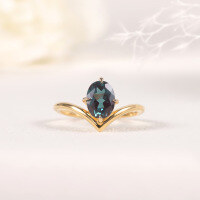 wholesale S925 Silver V-Crown Ring with Lab-Alexandrite and Stackable Gemstone Ring for a Minimalist Advanced Look-Synthetic Alexandrite Ring  US 10