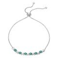 wholesale S925 Sterling Silver Cultivated Emerald Oval Fashion Elegant Adjustable Bracelet for Women Cross-Border Supply-0-4