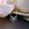 wholesale 999 Silver Maker's Five-Leaf Flower Smooth Necklace Korean Style Clavicle Chain Women's Sunflower Elegant Jewelry Wholesale-0-0