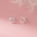 wholesale S925 Sterling Silver Fresh and Sweet Ins Style Exquisite and Lovely Diamond-inlaid Hollow Little Cat Ear Studs M06643-0-2
