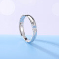 wholesale S925 Silver Korean Fashion Couple Ring Pair with Heart-shaped Indentation Adjustable Open Ring for Men and Women-0-2