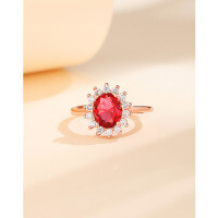 wholesale S925 Sterling Silver Korean Style Fashion Simple and Elegant Zircon and Ruby Ring for Women, Open Adjustable Niche Ring-Women's 925 silver ring with adjustable opening