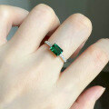 wholesale 18K White Gold 4*6 Emerald Solitaire Diamond Simple and Versatile Elegant Ring for Women Vintage Exquisite Style-0-2