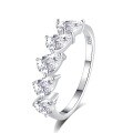 wholesale S925 Sterling Silver Zirconia Seven Princess Ring for Women, Small and Niche Stackable Row Ring,HW。-0-20