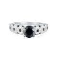 wholesale 925 Sterling Silver Black Nano Zirconia Ring for Women, High-End European and American Fashion, Unique Ins Style-0-4