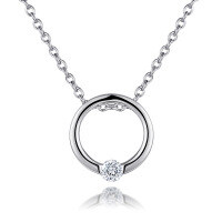 wholesale S925 Sterling Silver Hot-selling Exquisite and Minimalist Flash Diamond Circle Necklace for Women, Fashion Short Choker Chain, Drop Shipping-Platinum 925 silver
