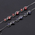 wholesale S925 Sterling Silver New Design Sense Natural Sapphire Bracelet for Women, European and American Style, Set with Garnet-0-1