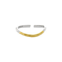 wholesale Electroplated S925 Sterling Silver Minimalist Line Asymmetric Plated Fine Ring for Women-Platinum + 18K Gold [No. 14/Adjustable]