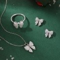 wholesale 925 Sterling Silver Korean Style High-End Bow Knot Zircon Stud Earrings and Necklace Set for Women-0-3