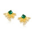 wholesale S925 Sterling Silver Pulled Wire Craft Cultured Emerald Earrings Women Vintage Style High-end Earrings Wholesale Customization-0-4