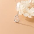wholesale S925 Sterling Silver Korean-style Small Fresh Creative Diamond-inlaid Gourd Necklace Simple Pearl Collarbone Chain for Women D6696-0-3