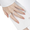 wholesale S925 Sterling Silver Frosted Crystal Wave Ring for Women, High-End Adjustable Silver Ring, Small Batch and Unique Luxury-0-2