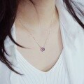 wholesale S925 Sterling Silver Fashion Cultivation Alexandrite Necklace, Light Luxury Niche Snowflake Pendant Collarbone Chain Colored Gemstone Jewelry-0-3
