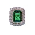 wholesale S925 Silver 10*14mm Rectangular Cabochon High Carbon Green Zircon Ring for Index Finger Cross-border-0-4