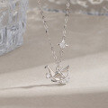 wholesale S925 Sterling Silver Origami Crane Necklace for Women, Elegant and Versatile Collarbone Chain, Minimalist Luxury Design Fashion Pendant-0-2