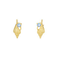wholesale 925 Sterling Silver Conch Earrings With Zircon, Exquisite And Fashionable Cross-border European And American Niche Design-E4532-Gold 925 Silver