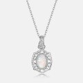 wholesale S925 Sterling Silver Gold-Plated Vintage Minimalist Openwork Luxury Synthetic Opal Necklace Wholesale Customization-0-2