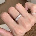 wholesale S925 Sterling Silver Vintage Style Brushed Bead Row Ring, Minimalist and Luxurious, Exquisite Retro Stackable Ring for Women-0-5