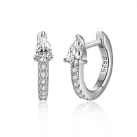 wholesale 18k Gold Plated S925 Silver New Simple and Fashionable 3*5mm Teardrop Pear-shaped Moissanite Earrings-Platinum 925 silver