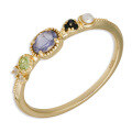 wholesale S925 Sterling Silver Gold-Plated Vintage Style Natural Iolite Ring with Freshwater Pearls for Winter 2024-0-0