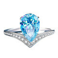 wholesale S925 Sterling Silver 2-Carat Pear-Shaped Crown Moissanite Women's Ring-0-13