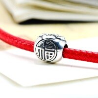 wholesale Sterling silver vintage Chinese-style wish-fulfilling prayer spacer beads turning beads red cord bracelet accessories-Antique one (5000174) 925 silver