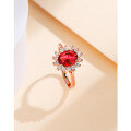 wholesale S925 Sterling Silver Korean Style Fashion Simple and Elegant Zircon and Ruby Ring for Women, Open Adjustable Niche Ring-0-3