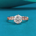 wholesale S925 Silver Rose Gold 6-Prong Round Diamond Hive Setting Ring Romantic Wedding Band-0-5
