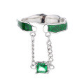 wholesale S925 Sterling Silver Ins-style Green Drip Glaze Unique Niche Chain Pendant Luxury Openable Ring for Women-0-4