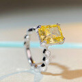 wholesale S925 Silver Princess Cut Ring Cross-Border European and American Yellow Gold Four-Prong Diamond Ring Non-Fading Pure Silver Ring Wholesale-0-1