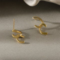 wholesale 925 Silver Irregular Retro Double C Earrings In。-0-4