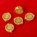 wholesale S925 silver plated with 24K gold, antique Nepalese gold round openwork carved spacer beads, DIY accessory beads-0-0