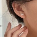 wholesale Metal minimalist bow ear studs for women, small and fashionable, delicate earrings, fresh and-0-1
