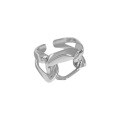 wholesale S925 Sterling Silver 450 Korean Version Wide Band Chain Hollow Out Minimalist Design Ins Niche Style Ring for Women-0-4