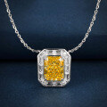 wholesale 925 Silver Mu Jing Jewelry New Necklace for Women 4ct Simulated Diamond Canary Yellow 8*10 High Carbon Diamond Pendant 40+5cm-0-5