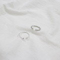 wholesale S925 Sterling Silver AR966-979 Korean Vintage Style Antique Double Twist Bead Open Adjustable Ring for Women-0-1