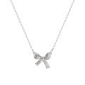 wholesale S925 Sterling Silver Whole Sweet Style Bow Tie Necklace Niche Minimalist Design Sterling Silver Jewelry Source Factory-0-4
