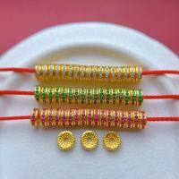 wholesale S925 ancient method gold-plated silver fittings with red, green, and white crystal rhinestones, spacer beads, washers, and crystal accessories for bracelets and ornamental strings-One green spacer