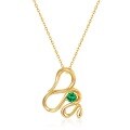 wholesale S925 Silver Minimalist Japanese Style Zodiac Snake Pendant with Nano Green Zircon-0-5