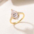 wholesale S925 gold-plated claw-set teardrop moissanite ring for women, a luxurious gown pairing piece-0-1