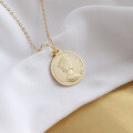 wholesale S925 Sterling Silver YH481 Korean Version INS Elizabeth Coin Pendant Necklace Dollar Charm Necklace-0-1