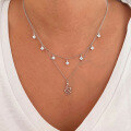 wholesale S925 Sterling Silver Four-leaf Clover Paved Zircon Layering Choker Necklace-0-2