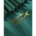 wholesale S925 Silver Zircon Butterfly Pearl Earrings with Drip Enamel and Long Tassels, Factory Direct Supply-0-1