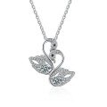 S925 Silver Double Swan 16ct Moissanite Necklace, Women's Fashion Pendant-0-3