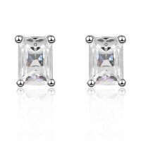 S925 Silver Radiant Cut Moissanite Stud Earrings for TikTok Wholesale-Rectangular 5*7 925 Silver