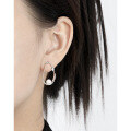 wholesale S925 Sterling Silver Korean Version Minimalist and Elegant Hollow Oval Pearl Inlaid Earrings for Women-0-2