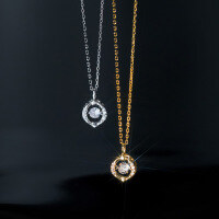 wholesale S925 Silver Single Diamond Round Necklace Korean Style Minimalist Fresh and Simple Personality Elegant Women's Necklace D9412-S925 silver necklace gold 925 silver