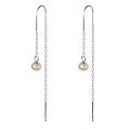 wholesale S925 silver, Korean-style long pearl ear thread for women, sweet and elegant summer minimalist earrings M02098-0-4