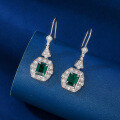 wholesale S925 Sterling Silver Ear Hook New Style Emerald Gemstone Earrings for Women Wholesale Factory-0-2